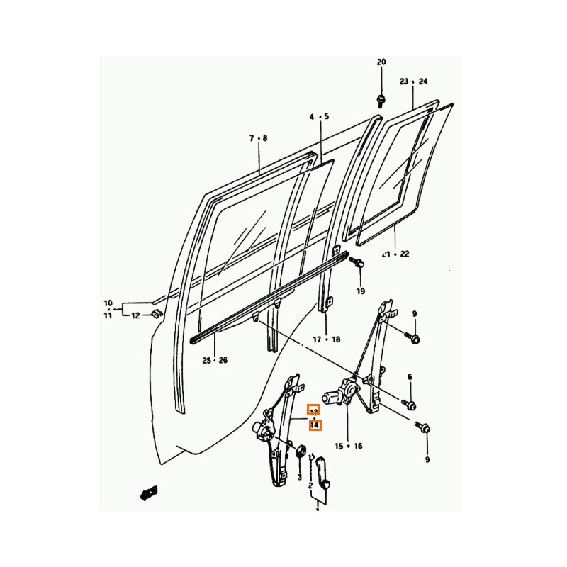 Recambio de elevalunas trasero derecho para suzuki vitara (et) hdi (se 420hdi) referencia OEM IAM 8351056B00 8351056B00000 