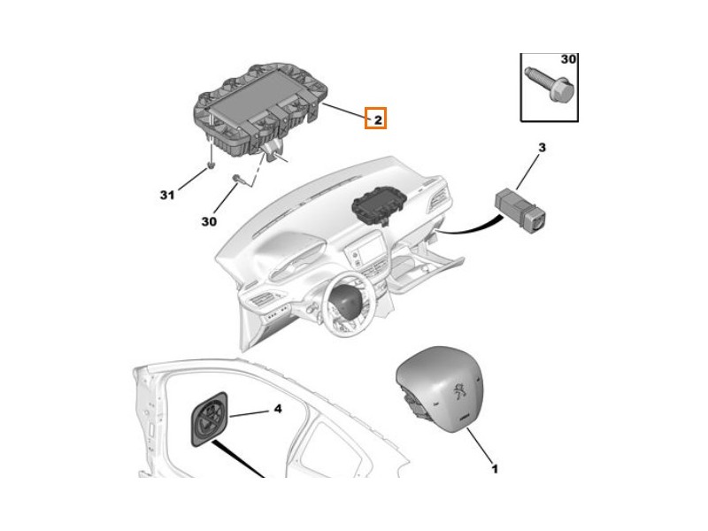 Recambio de airbag delantero derecho para peugeot 208 i (ca_, cc_) 1.0 referencia OEM IAM 9672848580  