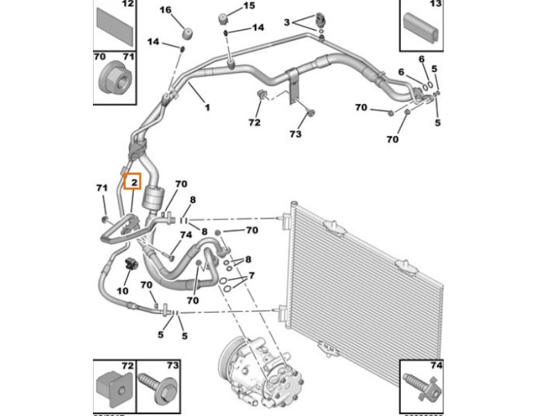 Recambio de tubos aire acondicionado para peugeot 208 i (ca_, cc_) 1.0 referencia OEM IAM 9678308780  