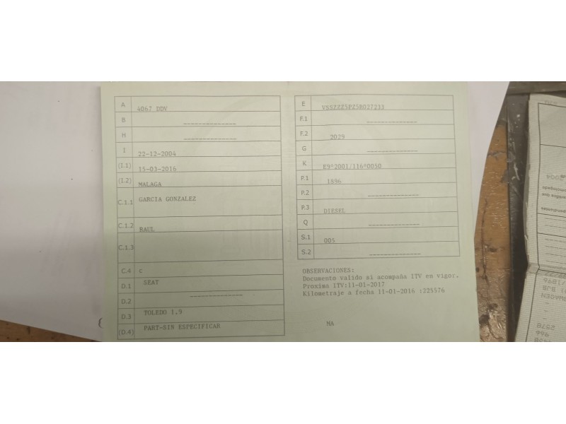 seat toledo iii (5p2) del año 2004