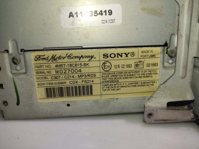 Recambio de sistema audio / radio cd para ford focus berlina (cap) referencia OEM IAM 4M5T18C815BK  