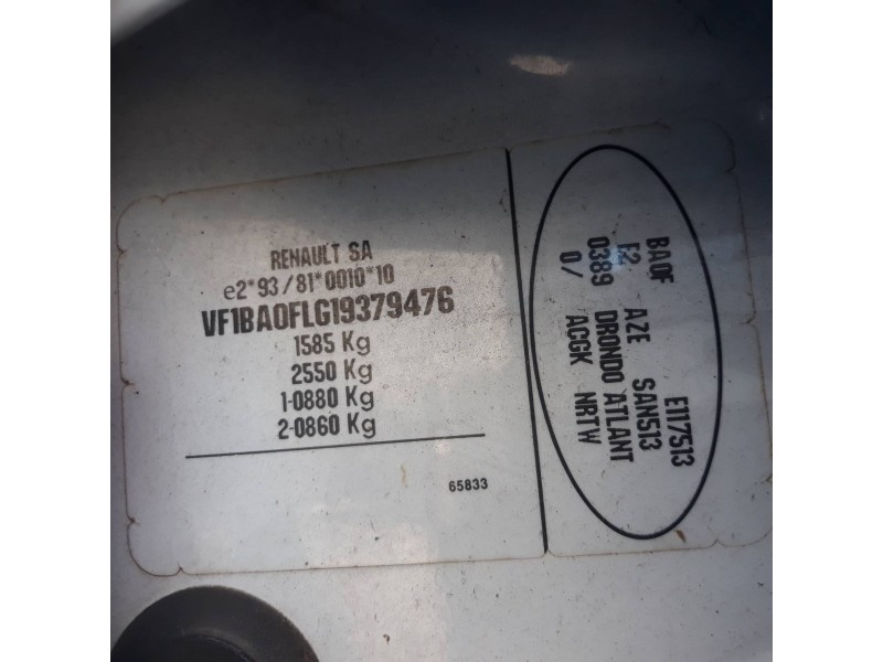 renault megane i berlina hatchback (ba0) 1.6   |   0.95 - ... | 1995 | 90 cv / 66 kw del año 1995