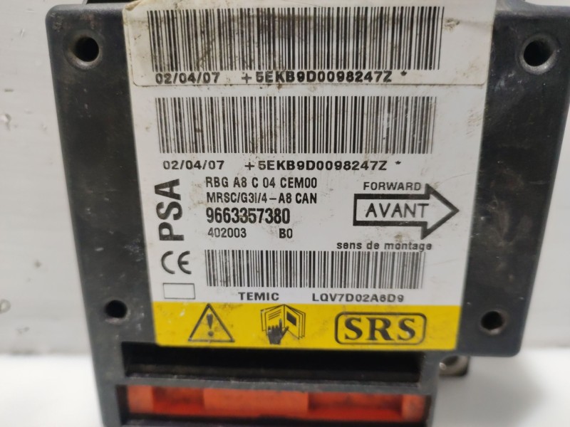 Recambio de centralita airbag para citroën c3 referencia OEM IAM  9663357380 
