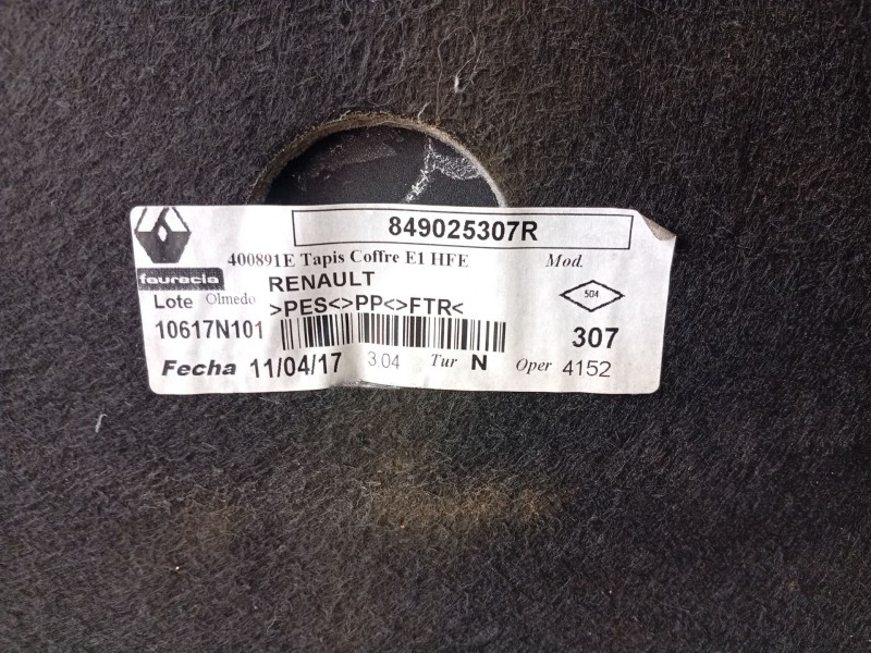 Recambio de tapizado maletero suelo para renault kadjar (ha_, hl_) 1.6 dci 130 referencia OEM IAM 849025307R  