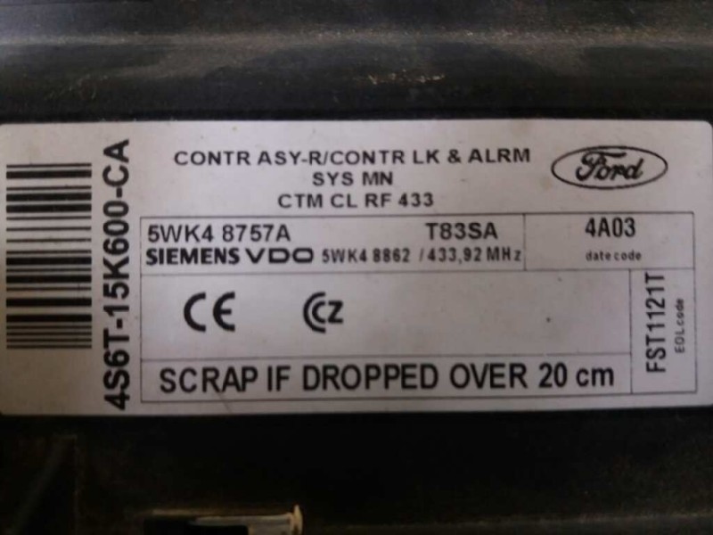 Recambio de centralita cierre para ford fiesta (cbk) trend   |   11.01 - 12.06 | 2001 - 2006 | 80 cv / 59 kw referencia OEM IAM 