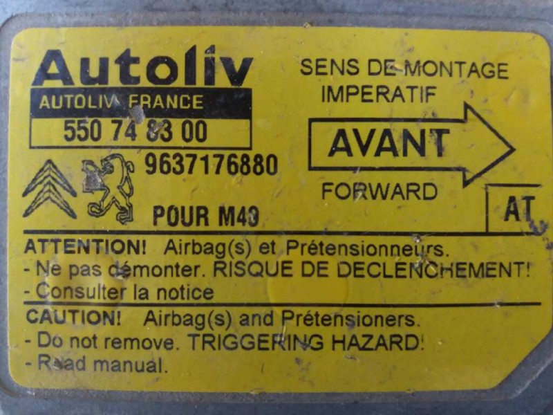 Recambio de centralita airbag para  referencia OEM IAM 550748300 9637176880 