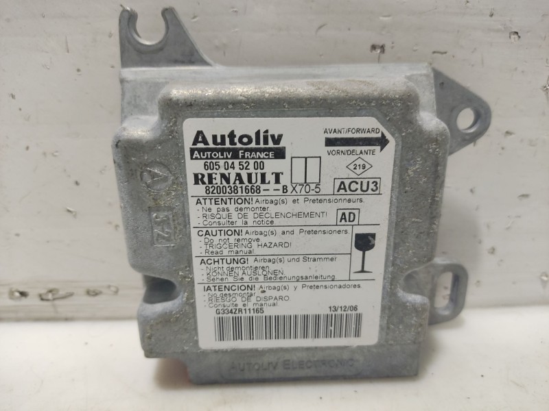 Recambio de centralita airbag para nissan interstar (x70) referencia OEM IAM 8200381668 605045200 