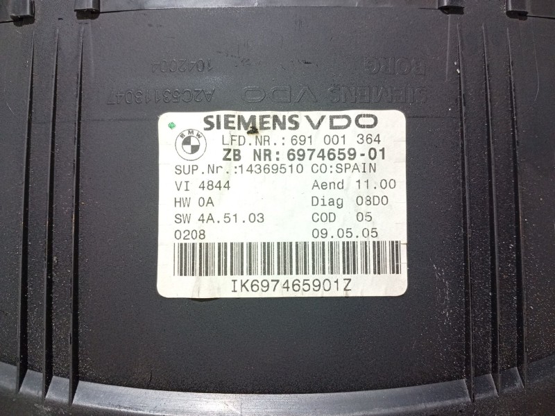 Recambio de cuadro instrumentos para bmw 3 (e90) 320 d referencia OEM IAM 697465901 14369510 691001364