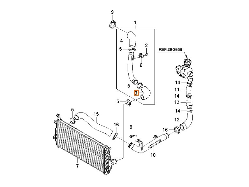 Recambio de tubo para kia carens iii monospace (un) 2.0 crdi 140 referencia OEM IAM 2826327480  
