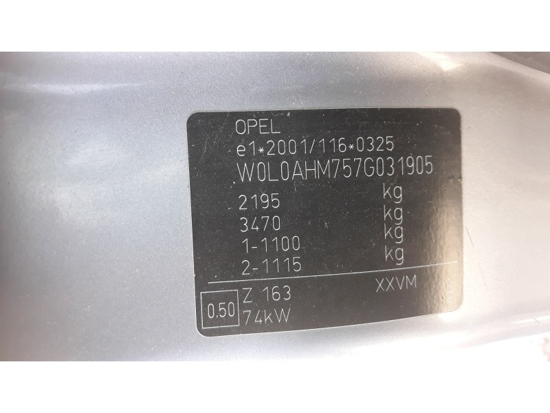 opel zafira b 1.9 cdti   |   0.05 - ... | 2005 | 120 cv / 88 kw del año 2005