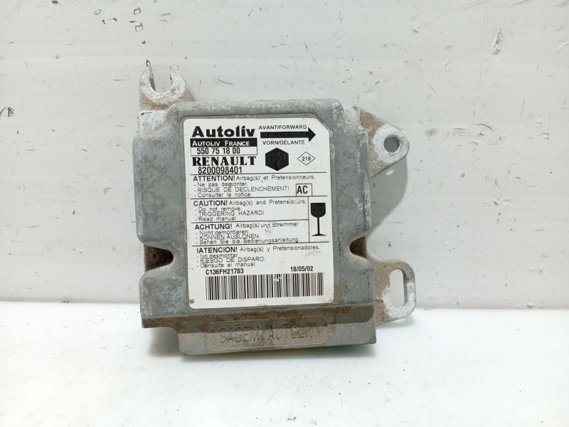 Recambio de centralita airbag para renault kangoo (f/kc0) referencia OEM IAM 8200098401  550751800
