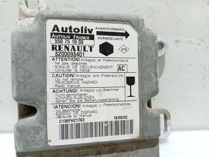 Recambio de centralita airbag para renault kangoo (f/kc0) referencia OEM IAM 8200098401  550751800