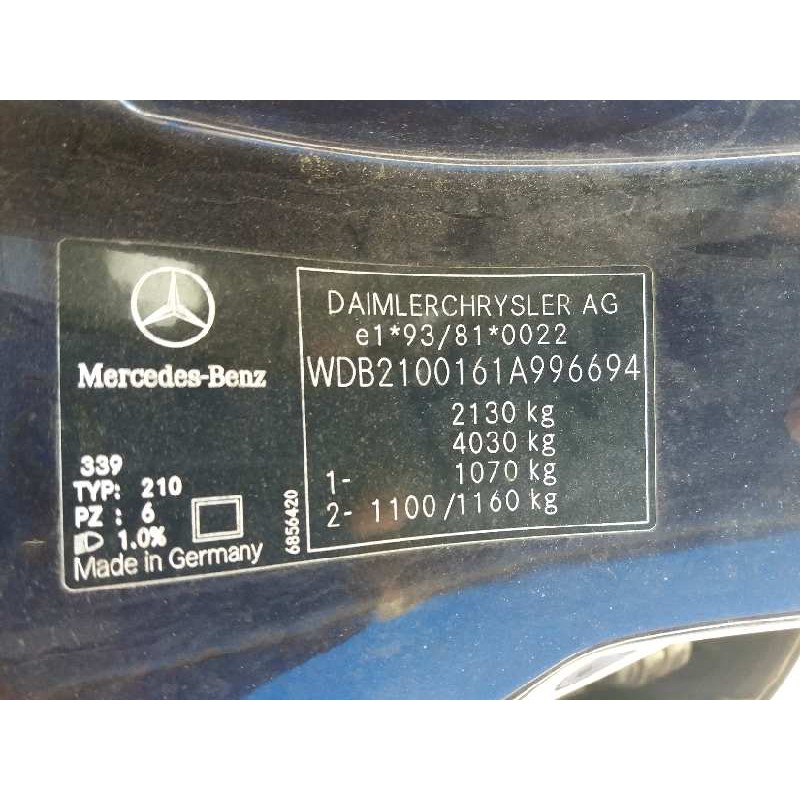 mercedes clase e (w210) berlina diesel 2.7 cdi 20v cat   |   0.95 - 0.02 | 1995 - 2002 | 170 cv / 125 kw del año 1995