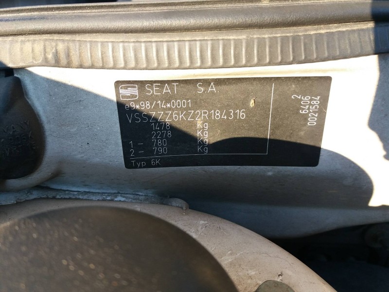 seat cordoba berlina (6k2) 1.4   |   0.99 - ... | 1999 | 60 cv / 44 kw del año 1999