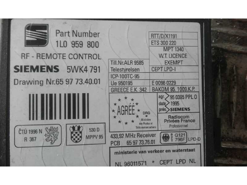 Recambio de modulo electronico para seat ibiza (6k) 1.4   |   0.93 - ... | 1993 | 60 cv / 44 kw referencia OEM IAM 1L0959800 5WK