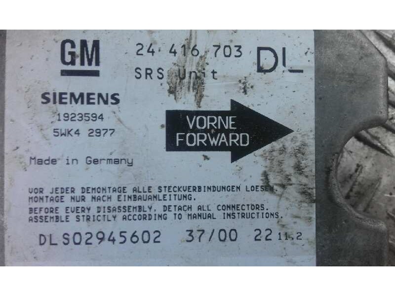 Recambio de centralita airbag para opel astra g berlina club   |   12.99 - 12.03 | 1999 - 2003 | 75 cv / 55 kw referencia OEM IA