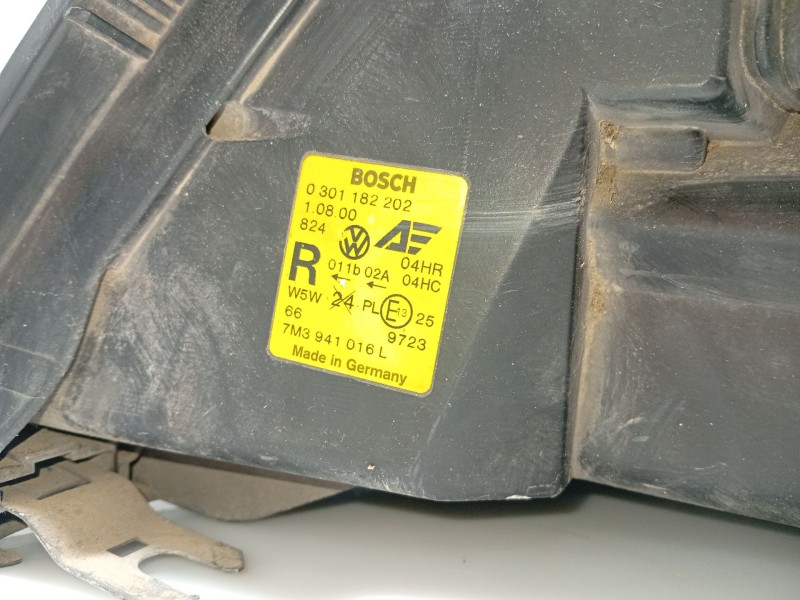 Recambio de faro derecho para volkswagen sharan (7m6/7m9) referencia OEM IAM 7M3941016L  0301182202