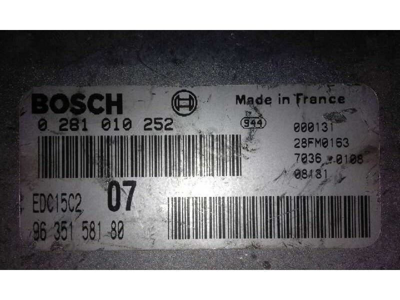 Recambio de centralita motor uce para citroen xantia berlina    |   0.98 - 0.02 | 1998 - 2002 referencia OEM IAM 0281010252 9635 Recambio de centralita motor uce para citroen xantia berlina    |   0.98 - 0.02 | 1998 - 2002 referencia OEM IAM 0281010252 9635