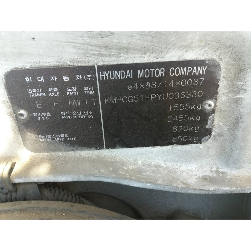 hyundai accent (lc) 1.3 cat   |   0.99 - ... | 1999 | 84 cv / 62 kw del año 1999