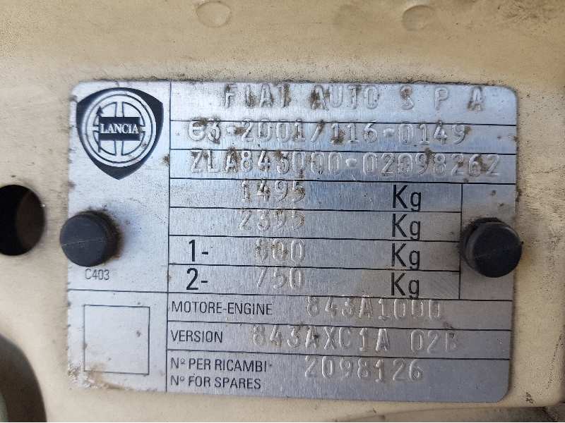 lancia ypsilon (101)    |   ... | 0 | 95cv / 70kw del año 10/11/2004
