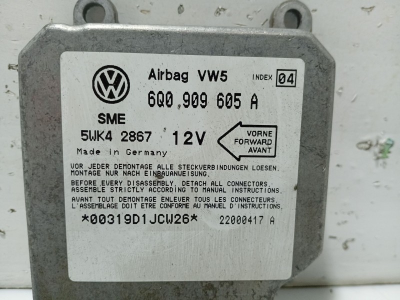 Recambio de centralita airbag para seat toledo ii (1m2) 1.9 tdi referencia OEM IAM 6Q0909605A  5WK42867