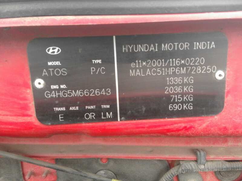 hyundai atos (em) 1.1 gls   |   08.05 - ... | 2005 | 63 cv / 46 kw del año 2005