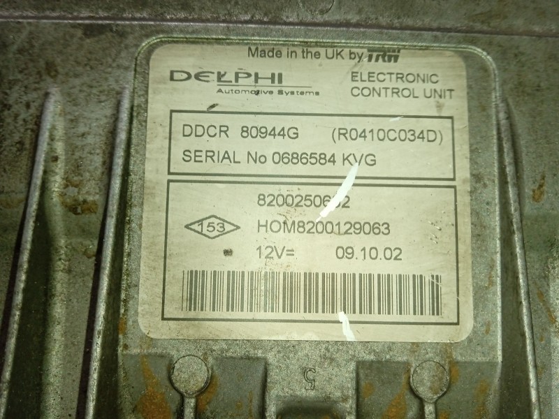 Recambio de centralita motor uce para renault kangoo (kc0/1_) 1.5 dci (kc07) referencia OEM IAM 8200250662 HOM8200129063 R0410C0