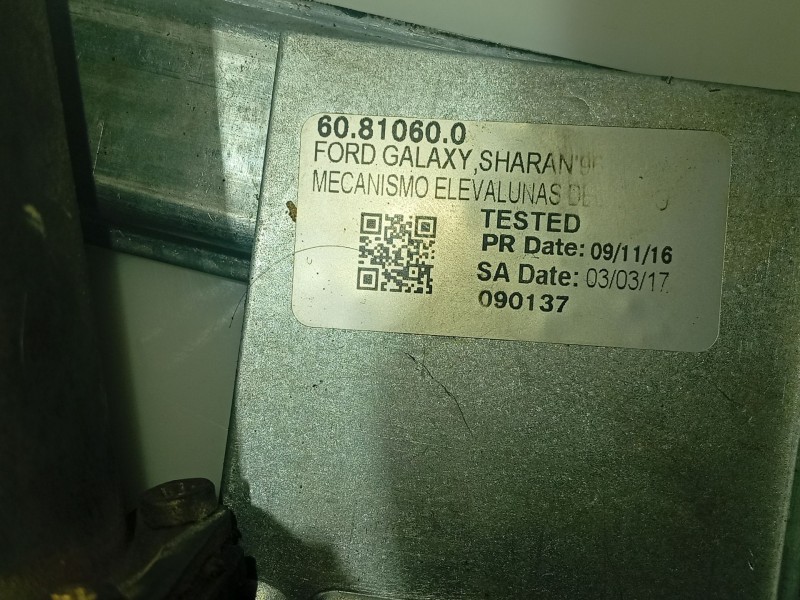 Recambio de elevalunas delantero derecho para seat alhambra (7v8, 7v9) 2.0 i referencia OEM IAM 7M0837462  