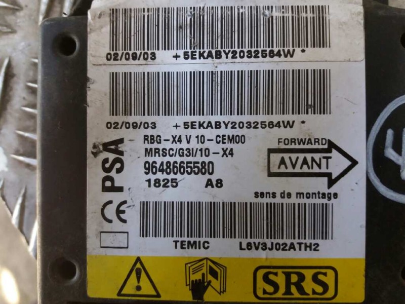 Recambio de centralita airbag para citroen c5 berlina    |   0.01 - 0.04 | 2001 - 2004 referencia OEM IAM 9648665580 L6V3J02ATH2