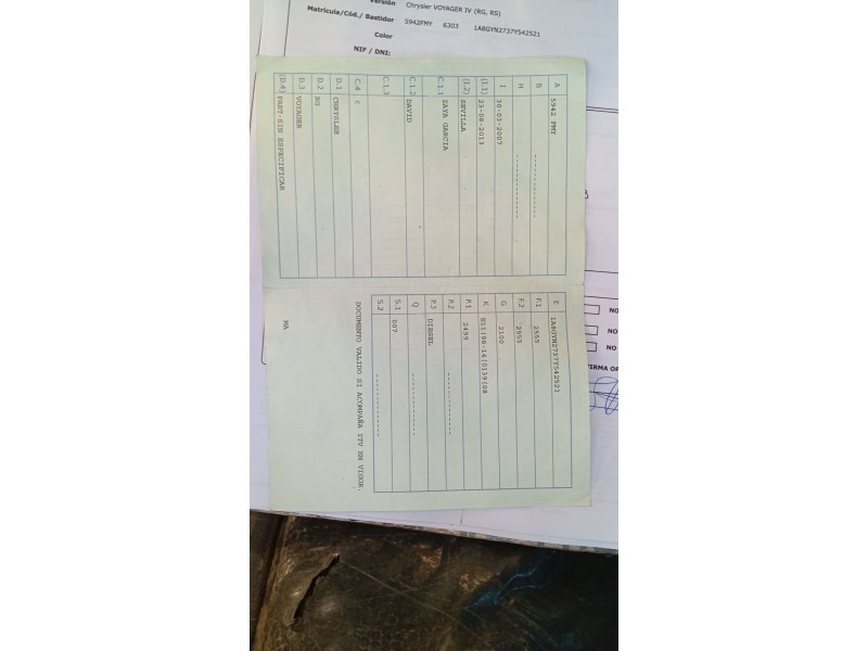chrysler voyager iv (rg, rs) del año 2007