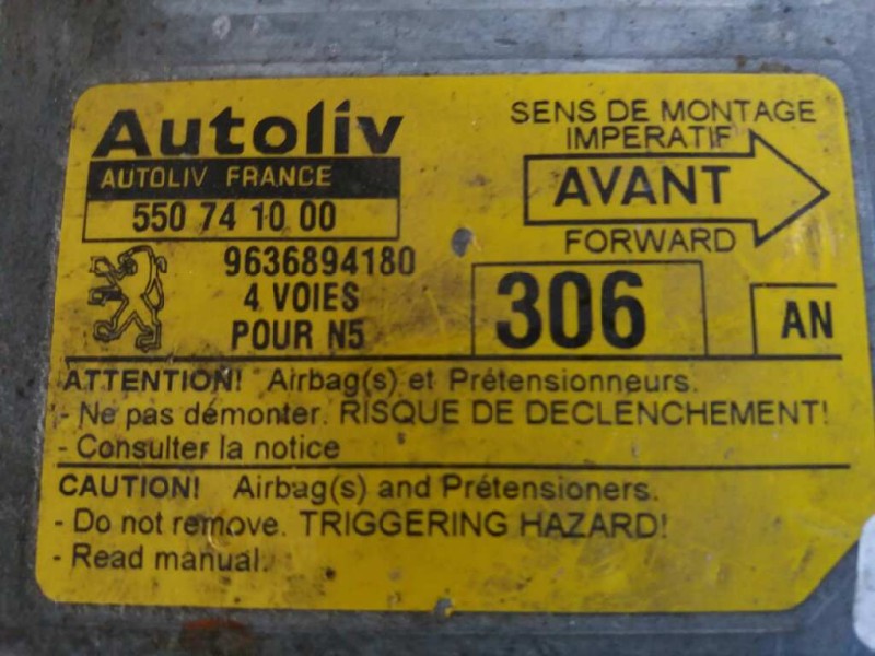 Recambio de centralita airbag para peugeot 306 berlina 4 puertas (s1) sr   |   08.94 - 12.96 | 1994 - 1996 | 88 cv / 65 kw refer