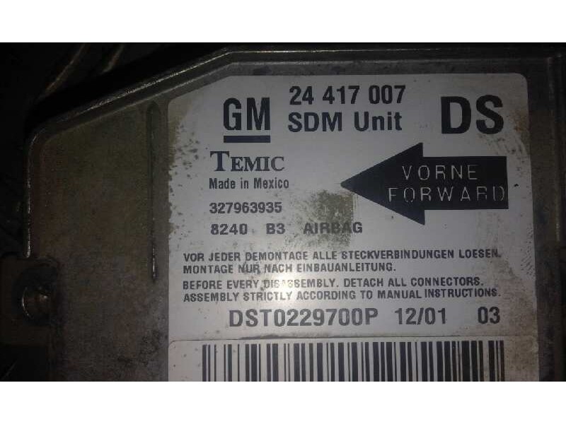 Recambio de centralita airbag para opel corsa c    |   0.00 - 0.03 | 2000 - 2003 referencia OEM IAM  327963935 24417007