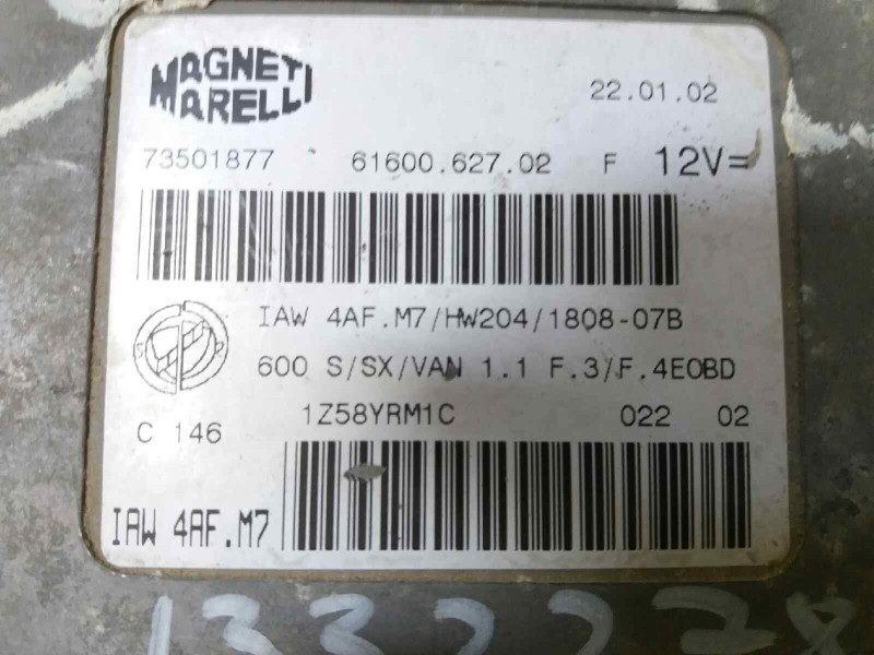 Recambio de centralita motor uce para fiat seicento (187) 1.1   |   0.98 - ... | 1998 | 54 cv / 40 kw referencia OEM IAM IAW4AFM