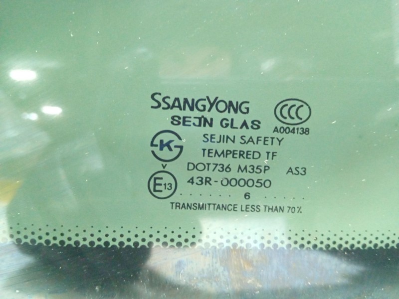 Recambio de luna custodia trasera derecha para ssangyong actyon referencia OEM IAM 7926031020  