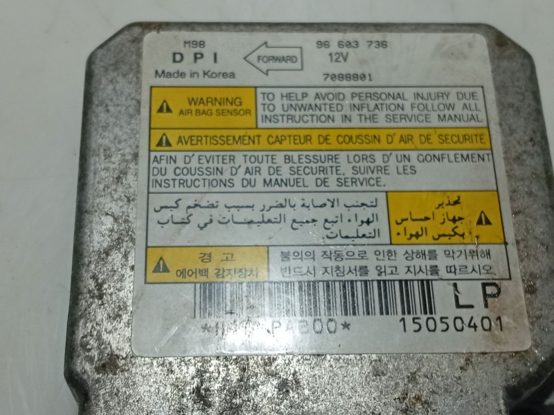 Recambio de centralita airbag para daewoo matiz (m100, m150) 0.8 referencia OEM IAM 96603736 7088801 