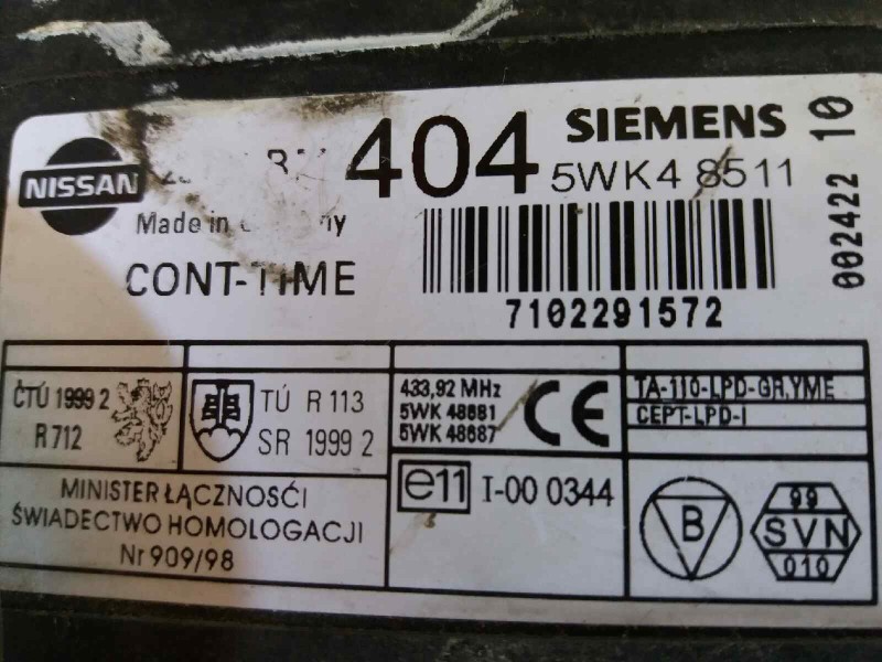 Recambio de centralita cierre para nissan almera (n16/e)    |   0.00 - 0.06 | 2000 - 2006 referencia OEM IAM 7102291572 5WK48511