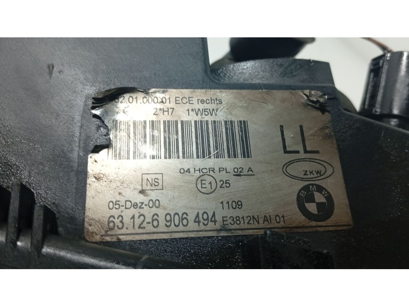 Recambio de faro derecho para bmw 3 (e46) 320 d referencia OEM IAM 63127165770 / 63126906494  