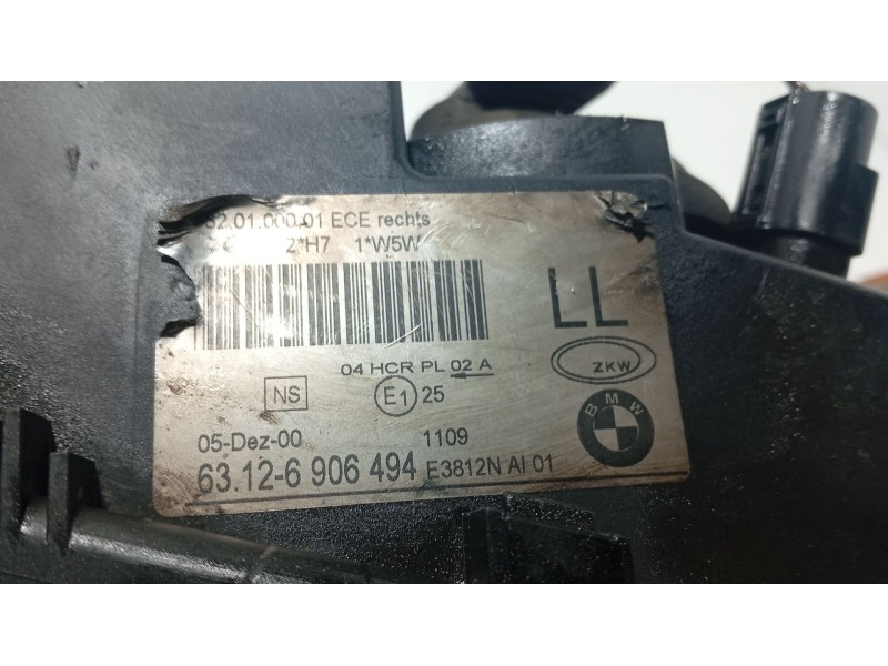 Recambio de faro derecho para bmw 3 (e46) 320 d referencia OEM IAM 63127165770 / 63126906494  