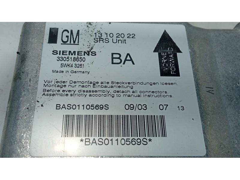 Recambio de centralita airbag para opel vectra c (z02) 2.2 dti 16v (f69) referencia OEM IAM   