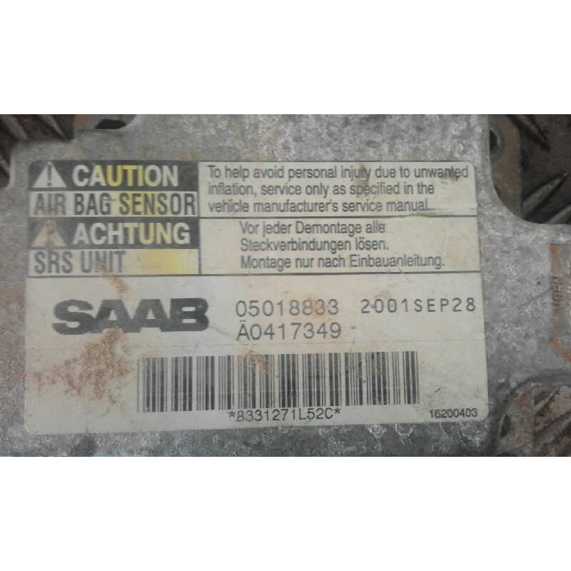 Recambio de centralita airbag para saab 9-3 berlina    |   0.98 - 0.03 | 1998 - 2003 referencia OEM IAM 05018833 2001SEP28 