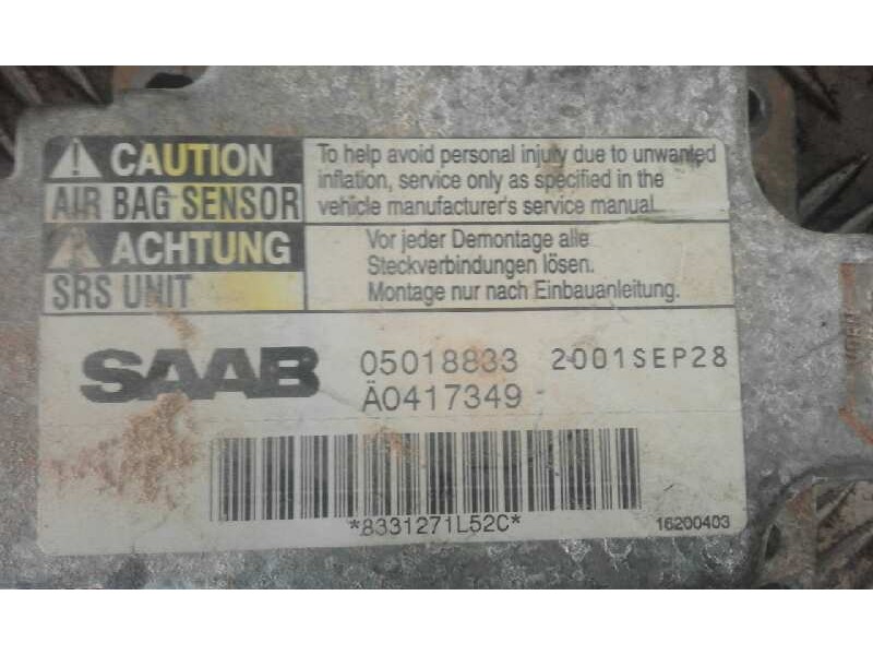 Recambio de centralita airbag para saab 9-3 berlina    |   0.98 - 0.03 | 1998 - 2003 referencia OEM IAM 05018833 2001SEP28 
