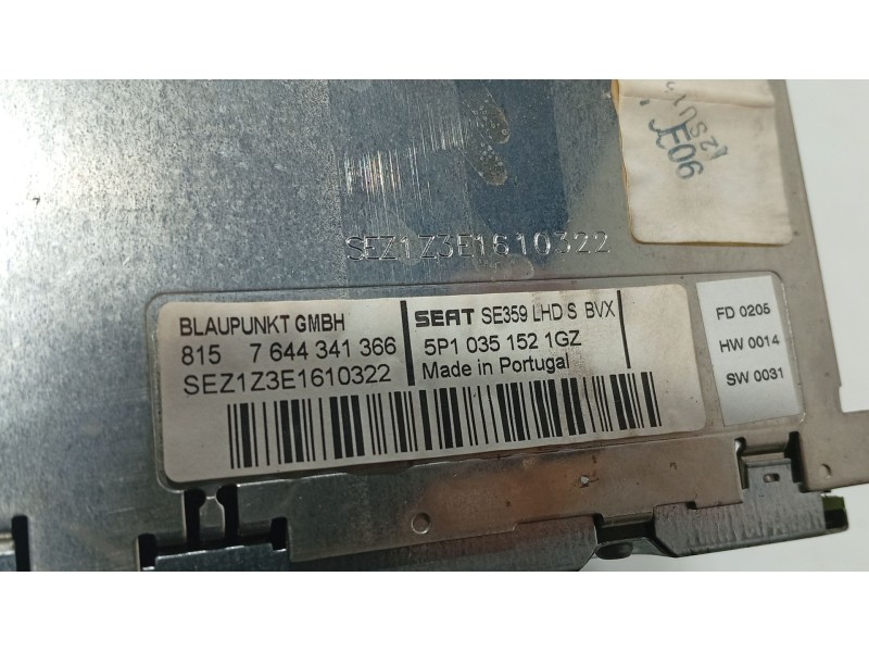 Recambio de sistema audio / radio cd para seat toledo iii (5p2) 1.6 referencia OEM IAM   