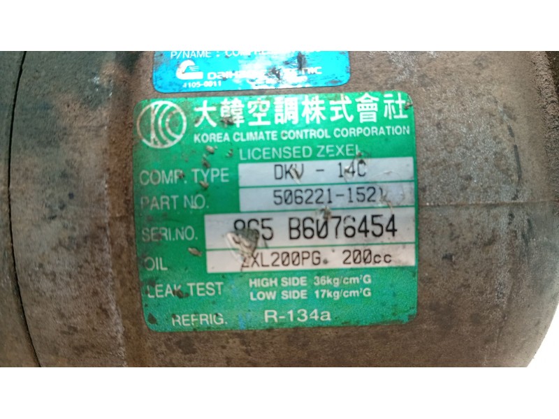 Recambio de compresor aire acondicionado para ssangyong korando 2.3 turbodiesel cat referencia OEM IAM   