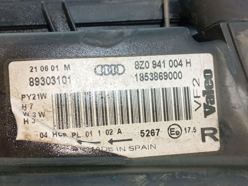 Recambio de faro derecho para audi a2 (8z0) 1.4 tdi referencia OEM IAM 8Z0941004K  