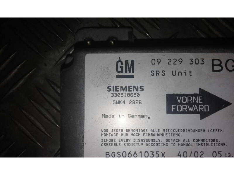 Recambio de centralita airbag para opel zafira a comfort   |   02.99 - 12.00 | 1999 - 2000 | 82 cv / 60 kw referencia OEM IAM 09