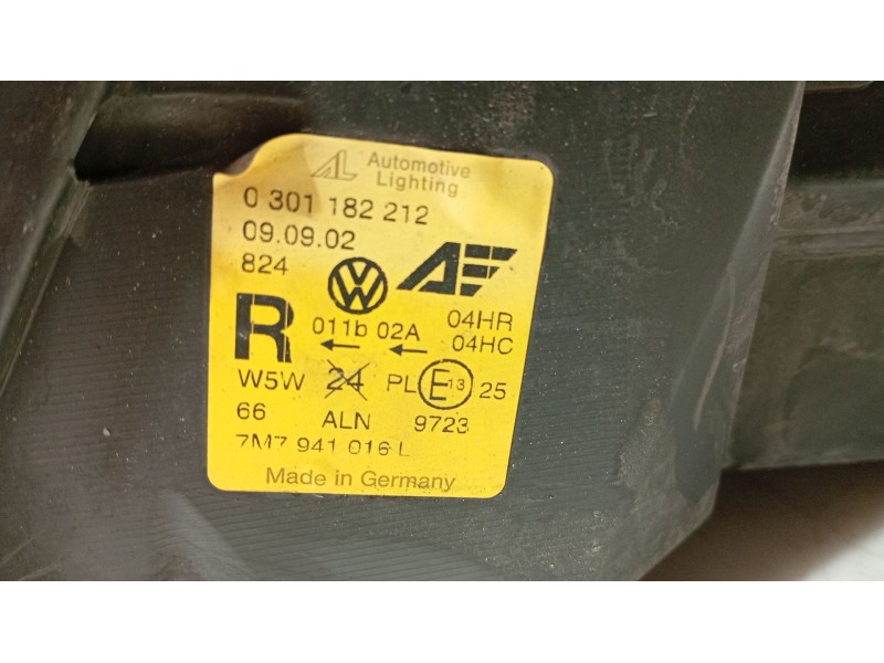 Recambio de faro derecho para seat alhambra (7v8, 7v9) 1.9 tdi referencia OEM IAM 7M1941016K  