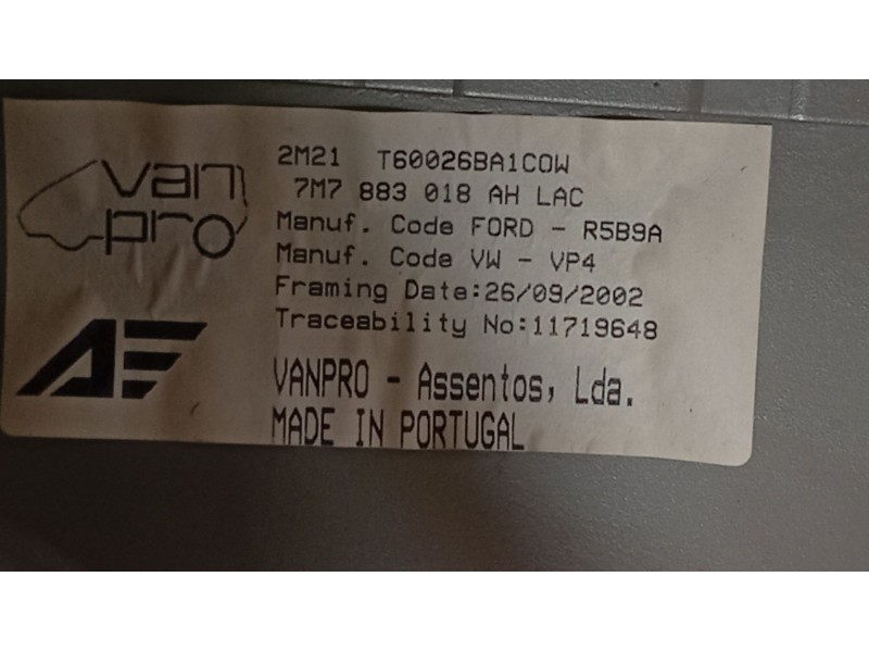 Recambio de asiento para seat alhambra (7v8, 7v9) 1.9 tdi referencia OEM IAM   