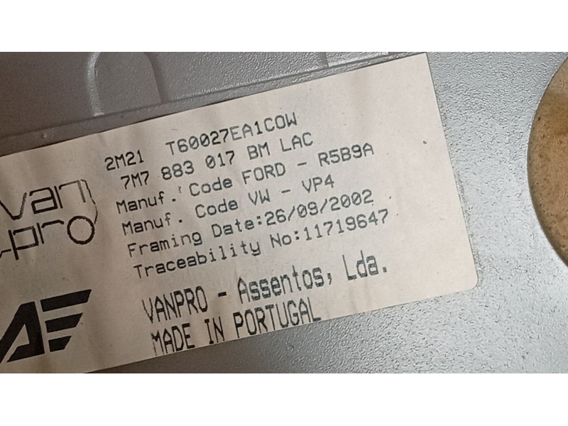 Recambio de asiento para seat alhambra (7v8, 7v9) 1.9 tdi referencia OEM IAM   