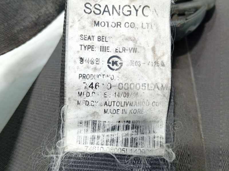 Recambio de cinturon seguridad delantero izquierdo para ssangyong rexton referencia OEM IAM   