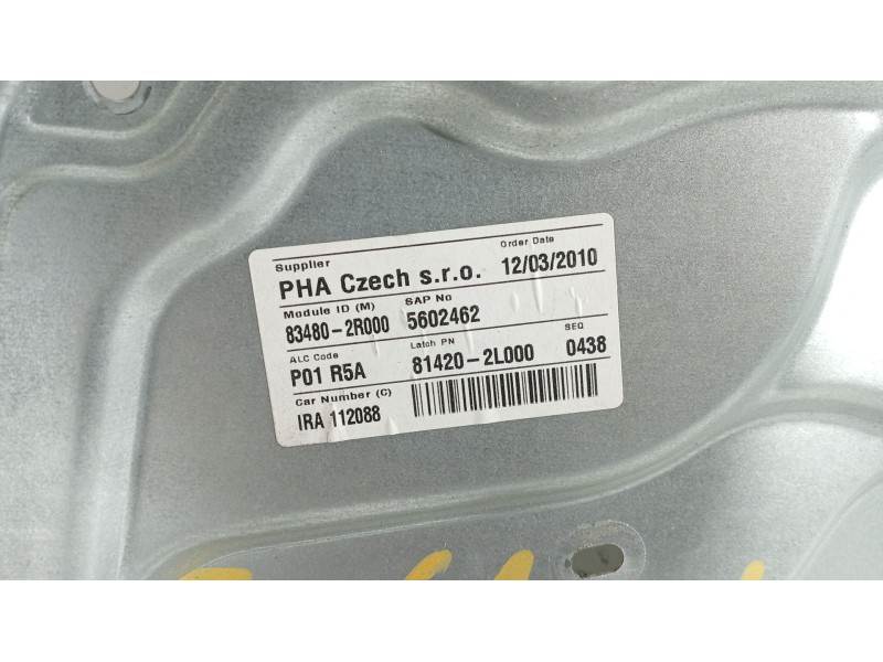 Recambio de elevalunas trasero derecho para hyundai i30 (fd) 1.4 referencia OEM IAM 834812R000  